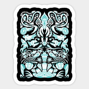 Deep Sea Food Chain Pattern (white) Sticker